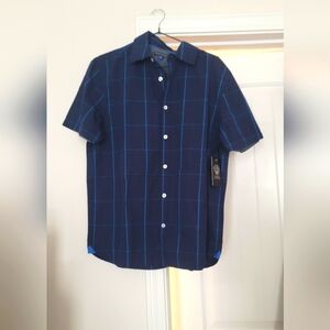 Vince Camuto Resort Shirt Men's Button-down Navy Blue Stripe Sz-M&S